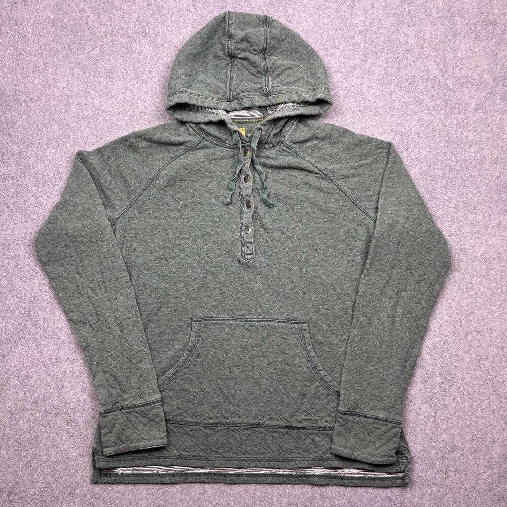 carhartt‎ hooded henley sweater green lightweight medium